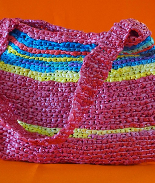 Handgemachte Handtasche - Violett : Bunt